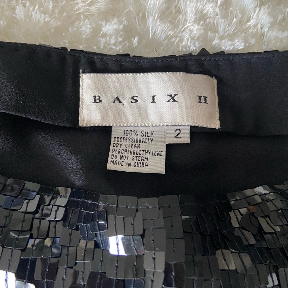Black Sequin Mini Skirt with Subtle Side Slit - Picture 3 of 5